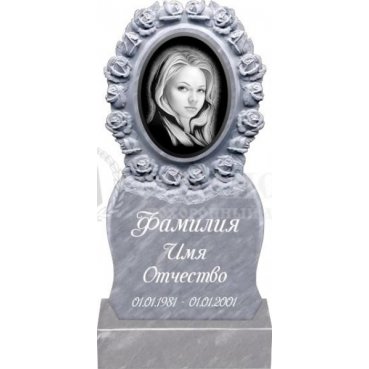 Фрезерованный памятник из мрамора с розами №87