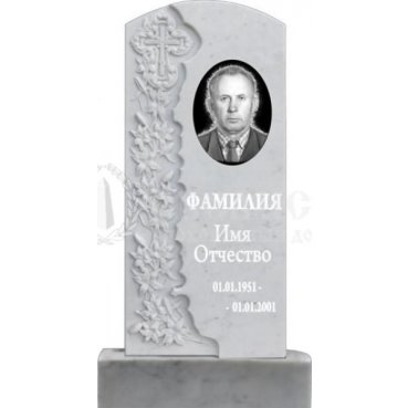 Фрезерованный памятник из мрамора с крестом и лилиями №91