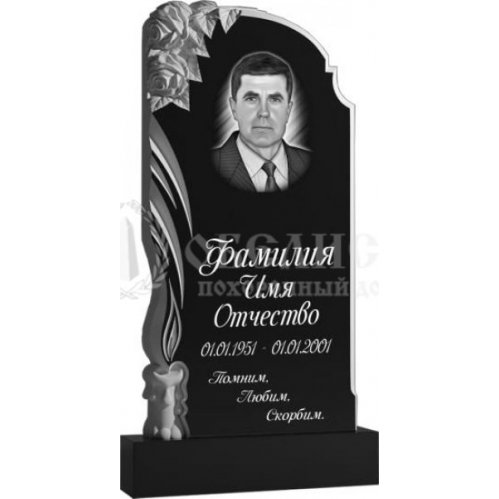 Фрезерованный памятник из гранита с розами и свечой №139