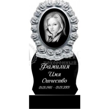 Фрезерованный памятник из гранита с розами №74
